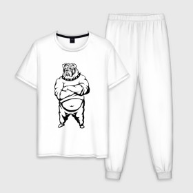 Мужская пижама хлопок с принтом Решаю проблемы не дорого в Екатеринбурге, 100% хлопок | брюки и футболка прямого кроя, без карманов, на брюках мягкая резинка на поясе и по низу штанин
 | 