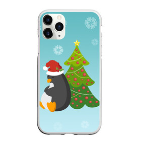 Чехол для iPhone 11 Pro матовый с принтом Новогодний пингвинчик в Екатеринбурге, Силикон |  | Тематика изображения на принте: елка | новый год | пингвин