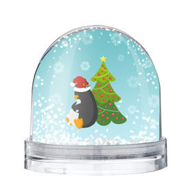 Снежный шар с принтом Новогодний пингвинчик в Екатеринбурге, Пластик | Изображение внутри шара печатается на глянцевой фотобумаге с двух сторон | елка | новый год | пингвин