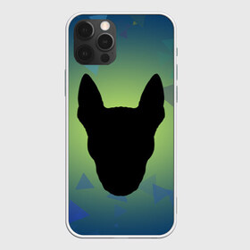 Чехол для iPhone 12 Pro Max с принтом силуэт Бультерьера в Екатеринбурге, Силикон |  | зеленый | силуэт | синий | собака | черный