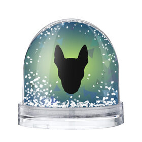 Снежный шар с принтом силуэт Бультерьера в Екатеринбурге, Пластик | Изображение внутри шара печатается на глянцевой фотобумаге с двух сторон | зеленый | силуэт | синий | собака | черный
