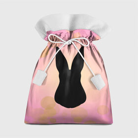Подарочный 3D мешок с принтом Силуэт зайчика в Екатеринбурге, 100% полиэстер | Размер: 29*39 см | зайчик | персиковый | розовый | силуэт