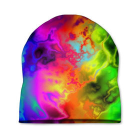 Шапка 3D с принтом Красочное безумие в Екатеринбурге, 100% полиэстер | универсальный размер, печать по всей поверхности изделия | кислота | радуга | разноцветный | яркий