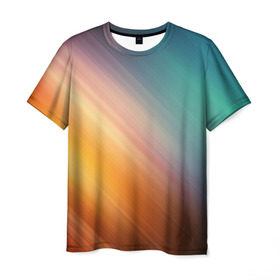 Мужская футболка 3D с принтом Стильный окрас в Екатеринбурге, 100% полиэфир | прямой крой, круглый вырез горловины, длина до линии бедер | Тематика изображения на принте: градиент | полосы | разноцветный