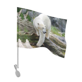 Флаг для автомобиля с принтом Белый медведь в Екатеринбурге, 100% полиэстер | Размер: 30*21 см | арктика