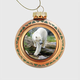 Стеклянный ёлочный шар с принтом Белый медведь в Екатеринбурге, Стекло | Диаметр: 80 мм | Тематика изображения на принте: арктика