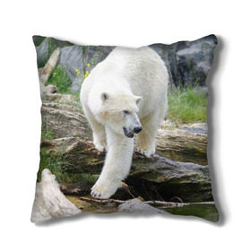 Подушка 3D с принтом Белый медведь в Екатеринбурге, наволочка – 100% полиэстер, наполнитель – холлофайбер (легкий наполнитель, не вызывает аллергию). | состоит из подушки и наволочки. Наволочка на молнии, легко снимается для стирки | арктика