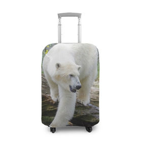 Чехол для чемодана 3D с принтом Белый медведь в Екатеринбурге, 86% полиэфир, 14% спандекс | двустороннее нанесение принта, прорези для ручек и колес | арктика