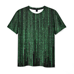 Мужская футболка 3D с принтом Матрица в Екатеринбурге, 100% полиэфир | прямой крой, круглый вырез горловины, длина до линии бедер | атака | буквы | виртуальный мир | вирус | гаджет | девайс | иероглифы | интернет | компьютер | матрица | паутина | программист | сеть | символы | софт | хакер | цифры