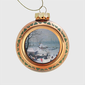 Стеклянный ёлочный шар с принтом Зимний пейзаж в Екатеринбурге, Стекло | Диаметр: 80 мм | Тематика изображения на принте: 