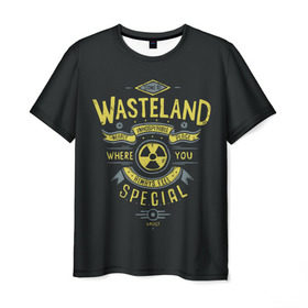Мужская футболка 3D с принтом Come to Wasteland в Екатеринбурге, 100% полиэфир | прямой крой, круглый вырез горловины, длина до линии бедер | atom | bomb | boy | fallout | radioactive | vault | wasteland | атом | бой | бомба | волт | мальчик | радиация | фоллаут | ядерная