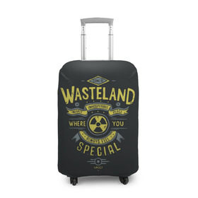 Чехол для чемодана 3D с принтом Come to Wasteland в Екатеринбурге, 86% полиэфир, 14% спандекс | двустороннее нанесение принта, прорези для ручек и колес | atom | bomb | boy | fallout | radioactive | vault | wasteland | атом | бой | бомба | волт | мальчик | радиация | фоллаут | ядерная