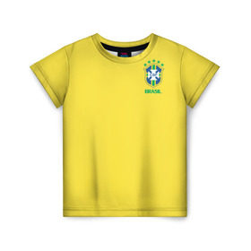 Детская футболка 3D с принтом Сборная Бразилии в Екатеринбурге, 100% гипоаллергенный полиэфир | прямой крой, круглый вырез горловины, длина до линии бедер, чуть спущенное плечо, ткань немного тянется | brazil | америка | бразилия