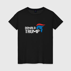 Женская футболка хлопок с принтом Donald Trump logo в Екатеринбурге, 100% хлопок | прямой крой, круглый вырез горловины, длина до линии бедер, слегка спущенное плечо | дональд | трамп