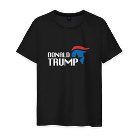 Мужская футболка хлопок с принтом Donald Trump logo в Екатеринбурге, 100% хлопок | прямой крой, круглый вырез горловины, длина до линии бедер, слегка спущенное плечо. | дональд | трамп