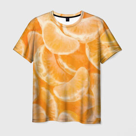 Мужская футболка 3D с принтом Мандаринки на НГ в Екатеринбурге, 100% полиэфир | прямой крой, круглый вырез горловины, длина до линии бедер | Тематика изображения на принте: 2017 | желтый | нг | новый год | фрукты
