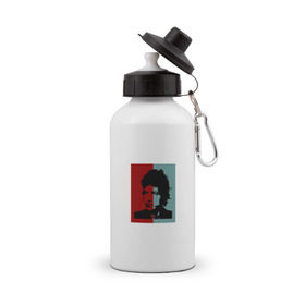 Бутылка спортивная с принтом Bob Dylan в Екатеринбурге, металл | емкость — 500 мл, в комплекте две пластиковые крышки и карабин для крепления | дилан | знаменитости | музыка | рок