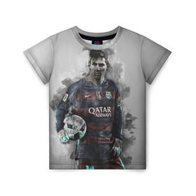 Детская футболка 3D с принтом Lionel Messi в Екатеринбурге, 100% гипоаллергенный полиэфир | прямой крой, круглый вырез горловины, длина до линии бедер, чуть спущенное плечо, ткань немного тянется | лионель | месси