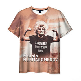 Мужская футболка 3D с принтом Хабиб Нурмагомедов в Екатеринбурге, 100% полиэфир | прямой крой, круглый вырез горловины, длина до линии бедер | ufc | хабиб нурмагомедов