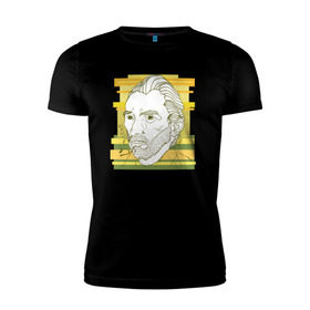 Мужская футболка премиум с принтом Ван Гог в Екатеринбурге, 92% хлопок, 8% лайкра | приталенный силуэт, круглый вырез ворота, длина до линии бедра, короткий рукав | ван гог | геометрия | глаз | знаенитость | лайнворк | мода | рисунок | тату | художник