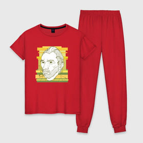 Женская пижама хлопок с принтом Ван Гог в Екатеринбурге, 100% хлопок | брюки и футболка прямого кроя, без карманов, на брюках мягкая резинка на поясе и по низу штанин | ван гог | геометрия | глаз | знаенитость | лайнворк | мода | рисунок | тату | художник