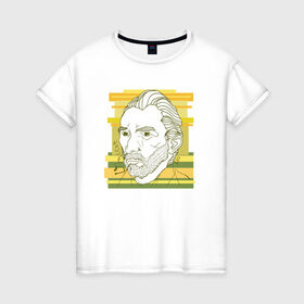 Женская футболка хлопок с принтом Ван Гог в Екатеринбурге, 100% хлопок | прямой крой, круглый вырез горловины, длина до линии бедер, слегка спущенное плечо | ван гог | геометрия | глаз | знаенитость | лайнворк | мода | рисунок | тату | художник