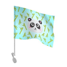 Флаг для автомобиля с принтом Панда с бамбуком в Екатеринбурге, 100% полиэстер | Размер: 30*21 см | бамбук | панда