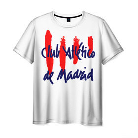 Мужская футболка 3D с принтом Атлетико Мадрид в Екатеринбурге, 100% полиэфир | прямой крой, круглый вырез горловины, длина до линии бедер | atletico madrid | club | football | spanish | атлетико мадрид | испанский | клуб | футбольный