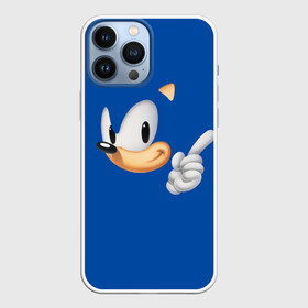 Чехол для iPhone 13 Pro Max с принтом Соник в Екатеринбурге,  |  | sega | sonic | аркада | ёж | ёжик | лицо | палец | приставка | синий