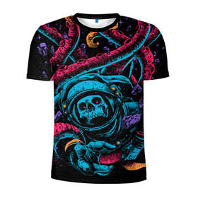 Мужская футболка 3D спортивная с принтом Космический осьминог в Екатеринбурге, 100% полиэстер с улучшенными характеристиками | приталенный силуэт, круглая горловина, широкие плечи, сужается к линии бедра | Тематика изображения на принте: astro | cosmo | galaxy | kraken | octopus | space | астронавт | галактика | космонавт | космос | кракен | осьминог