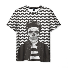 Мужская футболка 3D с принтом Мертвый модник в Екатеринбурге, 100% полиэфир | прямой крой, круглый вырез горловины, длина до линии бедер | Тематика изображения на принте: bone | death | fashion | hipster | skelet | skull | кости | мода | скелет | темный | хипстер | череп