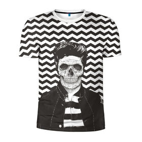 Мужская футболка 3D спортивная с принтом Мертвый модник в Екатеринбурге, 100% полиэстер с улучшенными характеристиками | приталенный силуэт, круглая горловина, широкие плечи, сужается к линии бедра | bone | death | fashion | hipster | skelet | skull | кости | мода | скелет | темный | хипстер | череп