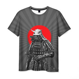 Мужская футболка 3D с принтом Мертвый самурай в Екатеринбурге, 100% полиэфир | прямой крой, круглый вырез горловины, длина до линии бедер | bone | japan | samurai | skelet | skull | warrior | воин | катана | кости | меч | самурай | скелет | череп | япония