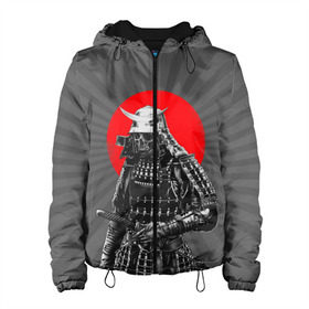Женская куртка 3D с принтом Мертвый самурай в Екатеринбурге, ткань верха — 100% полиэстер, подклад — флис | прямой крой, подол и капюшон оформлены резинкой с фиксаторами, два кармана без застежек по бокам, один большой потайной карман на груди. Карман на груди застегивается на липучку | bone | japan | samurai | skelet | skull | warrior | воин | катана | кости | меч | самурай | скелет | череп | япония