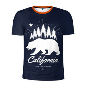 Мужская футболка 3D спортивная с принтом California Republic в Екатеринбурге, 100% полиэстер с улучшенными характеристиками | приталенный силуэт, круглая горловина, широкие плечи, сужается к линии бедра | america | bear | california | united states | usa | америка | калифорния | медведь | сша | штаты