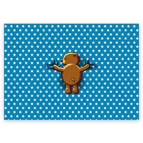 Поздравительная открытка с принтом Медвежьи объятия в Екатеринбурге, 100% бумага | плотность бумаги 280 г/м2, матовая, на обратной стороне линовка и место для марки
 | Тематика изображения на принте: bear | beast | kid | love | teddy | toy | звезды | зверь | игрушка | любовь | медведь | мишка
