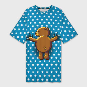 Платье-футболка 3D с принтом Медвежьи объятия в Екатеринбурге,  |  | Тематика изображения на принте: bear | beast | kid | love | teddy | toy | звезды | зверь | игрушка | любовь | медведь | мишка