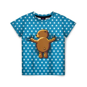 Детская футболка 3D с принтом Медвежьи объятия в Екатеринбурге, 100% гипоаллергенный полиэфир | прямой крой, круглый вырез горловины, длина до линии бедер, чуть спущенное плечо, ткань немного тянется | bear | beast | kid | love | teddy | toy | звезды | зверь | игрушка | любовь | медведь | мишка