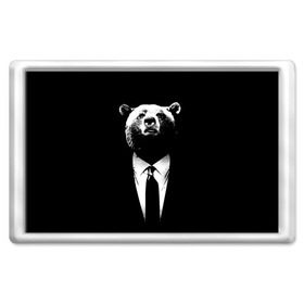 Магнит 45*70 с принтом Медведь бизнесмен в Екатеринбурге, Пластик | Размер: 78*52 мм; Размер печати: 70*45 | animal | bear | beast | business | suit | бизнес | джентльмен | животное | зверь | медведь | смокинг