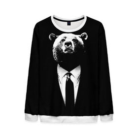 Мужской свитшот 3D с принтом Медведь бизнесмен в Екатеринбурге, 100% полиэстер с мягким внутренним слоем | круглый вырез горловины, мягкая резинка на манжетах и поясе, свободная посадка по фигуре | animal | bear | beast | business | suit | бизнес | джентльмен | животное | зверь | медведь | смокинг