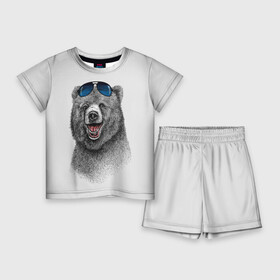 Детский костюм с шортами 3D с принтом Счастливый медведь в Екатеринбурге,  |  | animal | bear | beast | fashion | funny | животное | зверь | медведь | мода | радость | счастье
