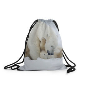 Рюкзак-мешок 3D с принтом Идиллия в Екатеринбурге, 100% полиэстер | плотность ткани — 200 г/м2, размер — 35 х 45 см; лямки — толстые шнурки, застежка на шнуровке, без карманов и подкладки | айсберг | арктика | животные | лёд | медведи | природа | север | снег