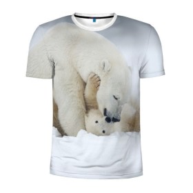 Мужская футболка 3D спортивная с принтом Идиллия в Екатеринбурге, 100% полиэстер с улучшенными характеристиками | приталенный силуэт, круглая горловина, широкие плечи, сужается к линии бедра | айсберг | арктика | животные | лёд | медведи | природа | север | снег