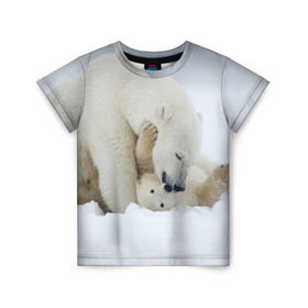 Детская футболка 3D с принтом Идиллия в Екатеринбурге, 100% гипоаллергенный полиэфир | прямой крой, круглый вырез горловины, длина до линии бедер, чуть спущенное плечо, ткань немного тянется | айсберг | арктика | животные | лёд | медведи | природа | север | снег