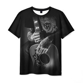 Мужская футболка 3D с принтом Гитарист в Екатеринбурге, 100% полиэфир | прямой крой, круглый вырез горловины, длина до линии бедер | Тематика изображения на принте: rock | гитара | рок | рок жив | рок музыка | русский рок