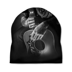 Шапка 3D с принтом Гитарист в Екатеринбурге, 100% полиэстер | универсальный размер, печать по всей поверхности изделия | rock | гитара | рок | рок жив | рок музыка | русский рок