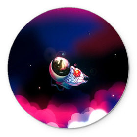 Коврик круглый с принтом Ёжик в космосе в Екатеринбурге, резина и полиэстер | круглая форма, изображение наносится на всю лицевую часть | в тумане | еж