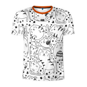 Мужская футболка 3D спортивная с принтом Котейки в Екатеринбурге, 100% полиэстер с улучшенными характеристиками | приталенный силуэт, круглая горловина, широкие плечи, сужается к линии бедра | cat | кот | котенок | котик | кошка | принт | рисунок