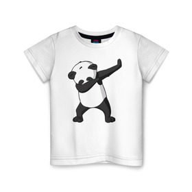 Детская футболка хлопок с принтом Panda dab в Екатеринбурге, 100% хлопок | круглый вырез горловины, полуприлегающий силуэт, длина до линии бедер | дэб | панда