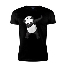 Мужская футболка премиум с принтом Panda dab в Екатеринбурге, 92% хлопок, 8% лайкра | приталенный силуэт, круглый вырез ворота, длина до линии бедра, короткий рукав | дэб | панда